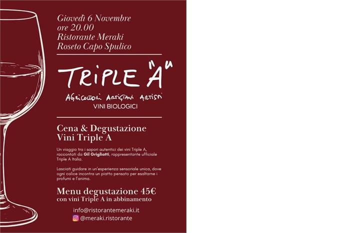 Degustazione Guidata Vini Triple “A” al Ristorante Meraki